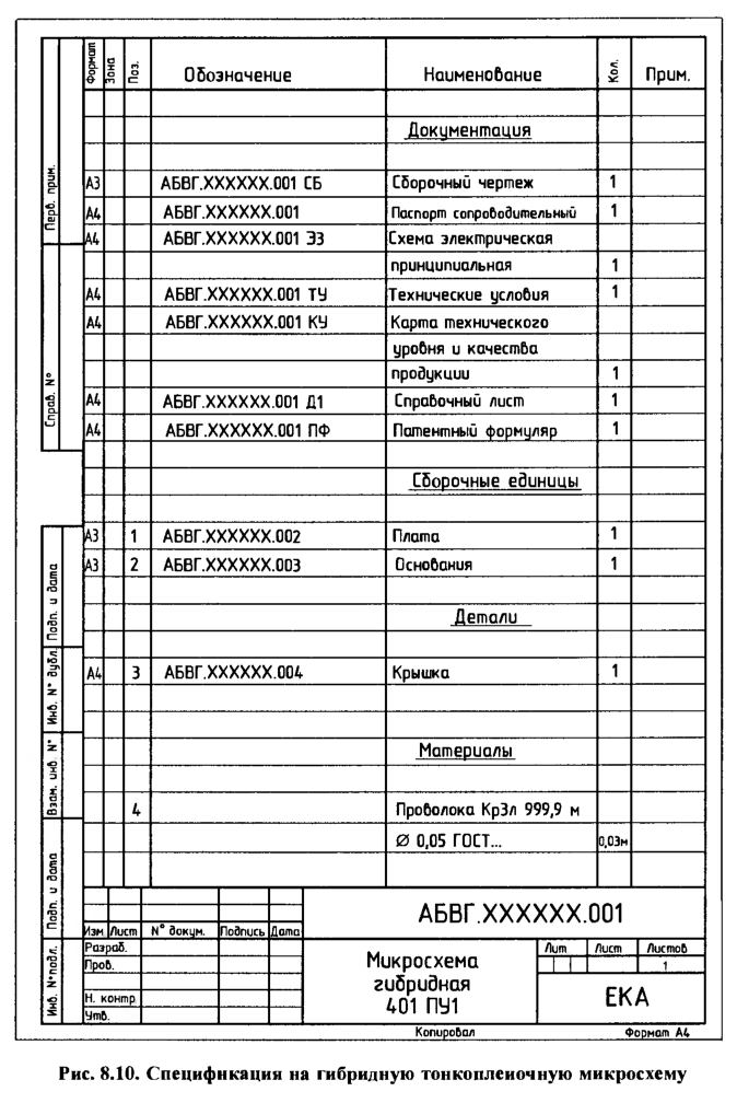 Перечень элементов электрической схемы компас