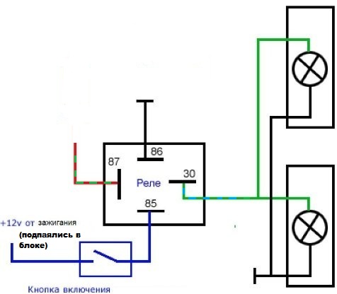 Схема подключения реле 12v