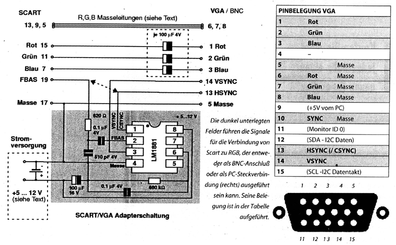 Scart vga переходник своими руками схема