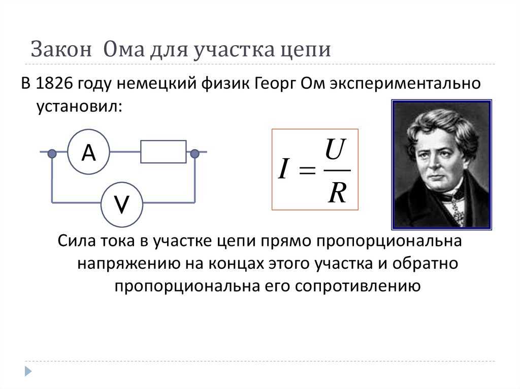 Презентация закон ома для участка цепи