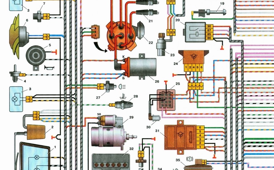 Ваз 21083 схема электропроводки