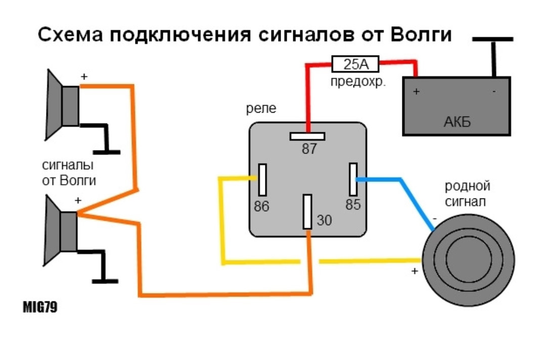 Эл схема звукового сигнала ваз 2107 инжектор