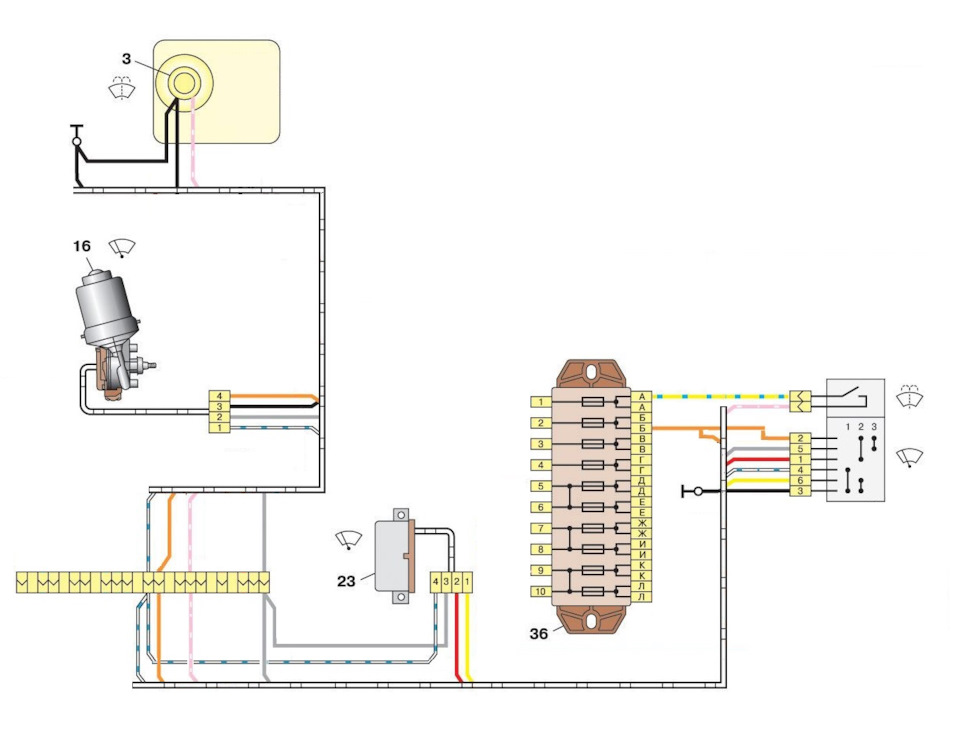Схема омывателя ваз 2121
