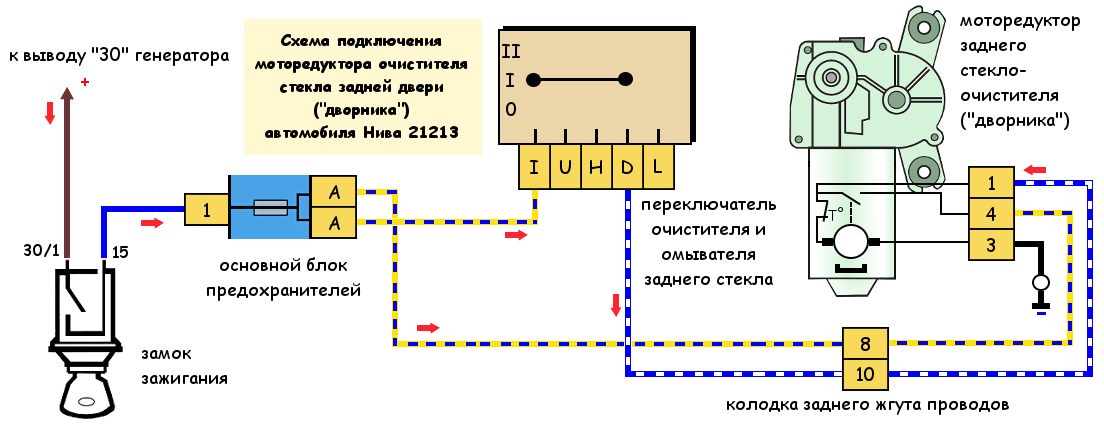 Схема стеклоочистителя ваз 2109