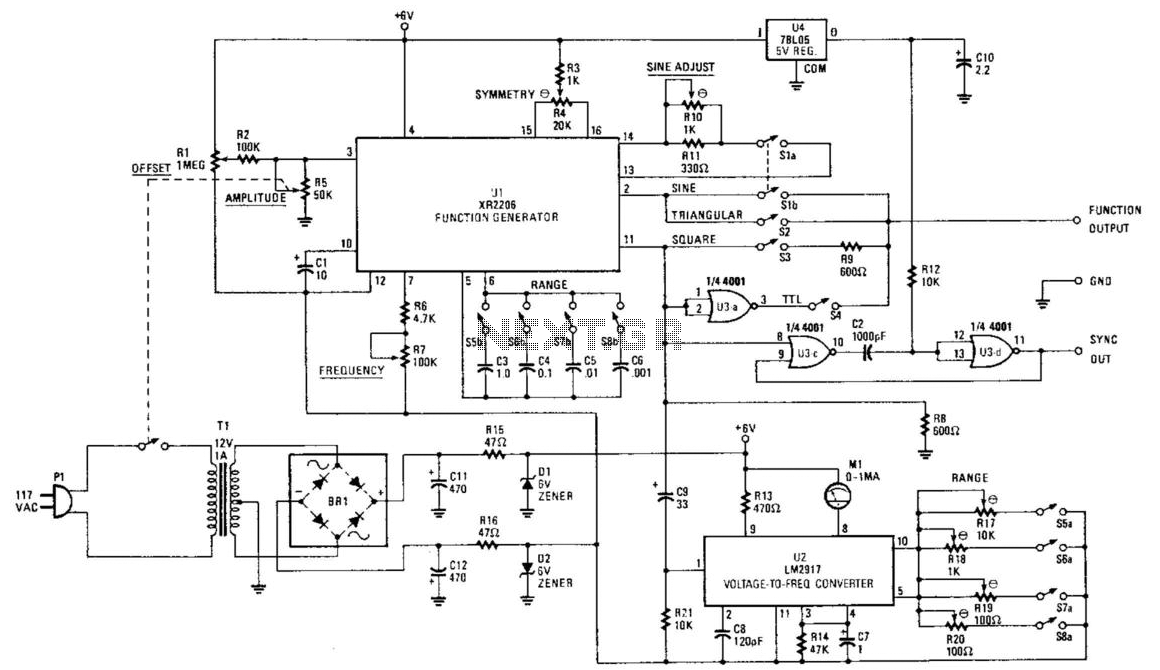 Генератор на xr2206 схема