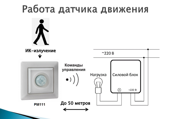 Схема датчика движения для включения света схема подключения