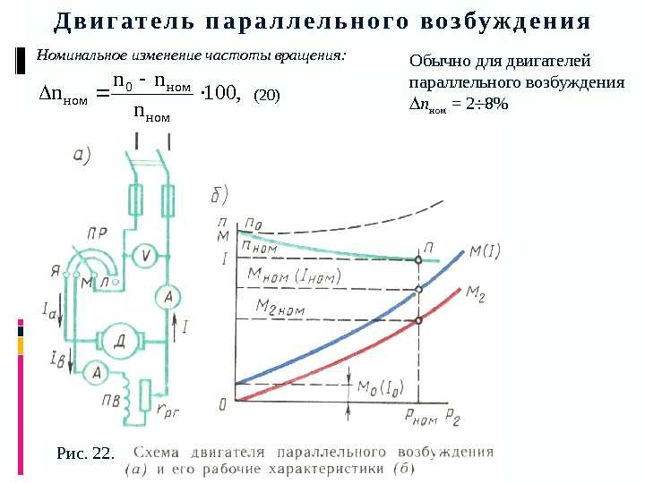 Схема включения двигателя постоянного тока параллельного возбуждения