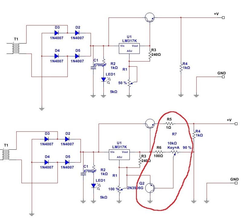 Лабораторный блок питания на lm317 схема