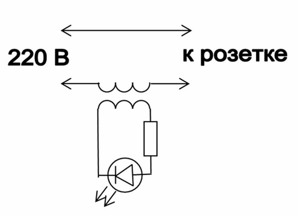 Индикатор фазы на светодиоде схема