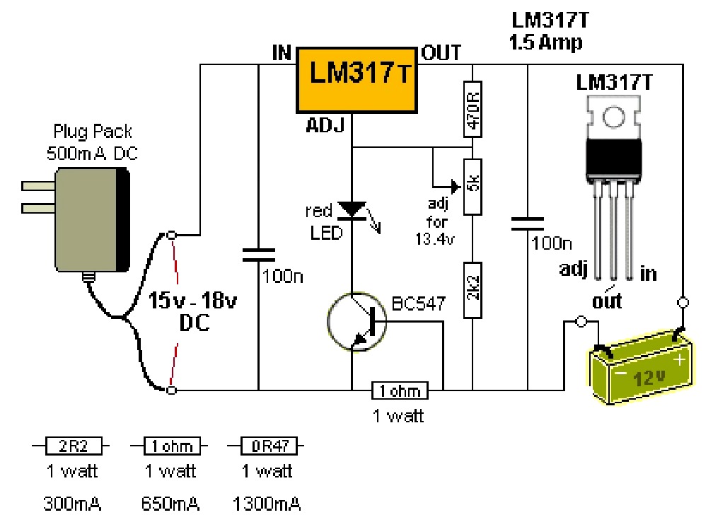 Lm317 на 5 вольт схема