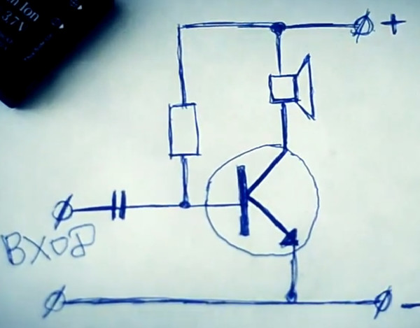 Схема усилителя звука на 1 транзисторе