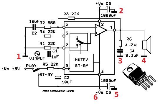 Тда 2052 схема усилителя