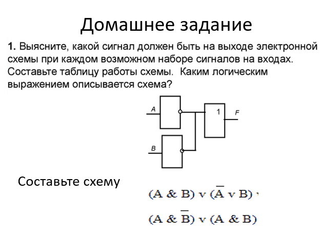 Логические схемы задачи с решением