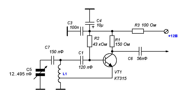 Схема радиопередатчика на 1 транзисторе