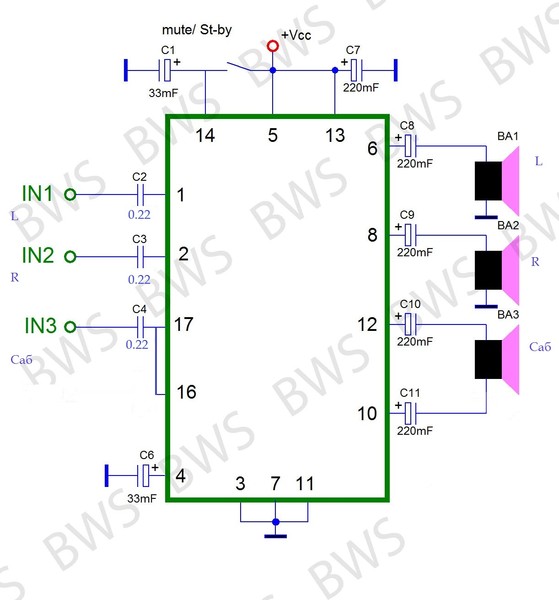 Tda7415cb схема включения