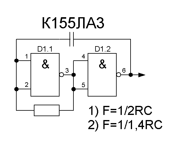 Схема генератора на к155ла3