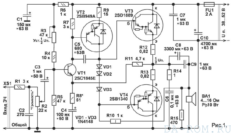 Схема усилителя а класса на транзисторах