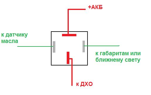 Схема включения реле при заведенном двигателе