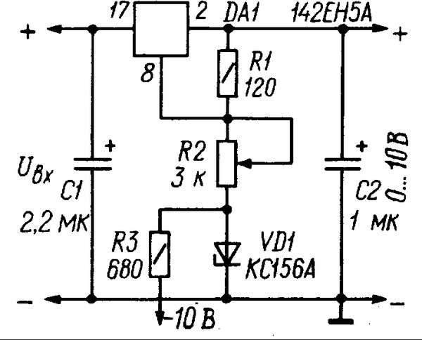 Схема стабилизатора напряжения крен8б