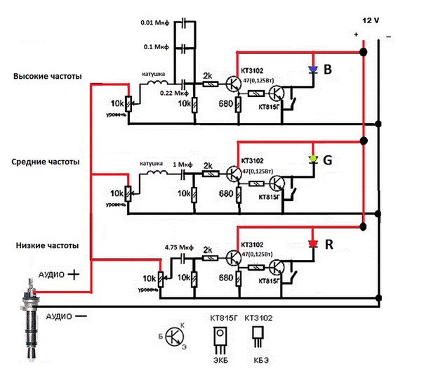 Цветомузыка на транзисторах своими руками схемы