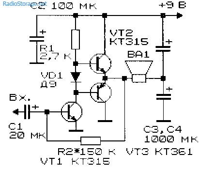 Усилитель на двух транзисторах схема
