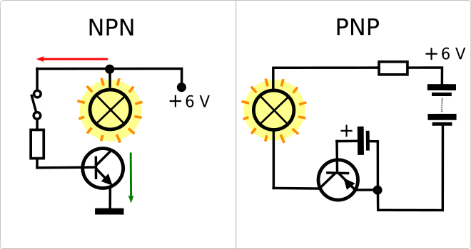 P n p транзисторы схема включения
