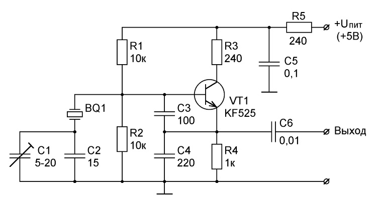 Схема генератор на кварцевом резонаторе схема