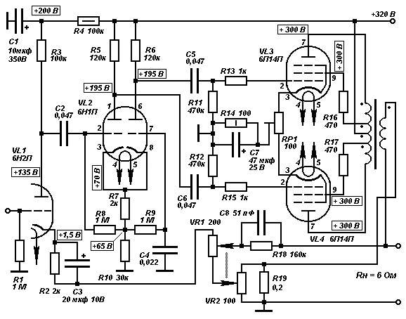 Ламповый усилитель схема на кт88 схема