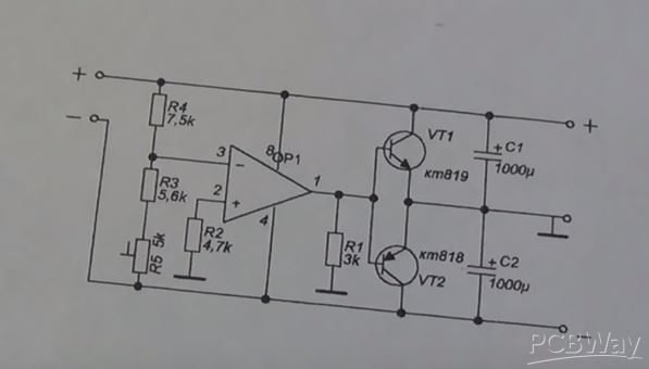 Двухполярный блок питания из однополярного схема