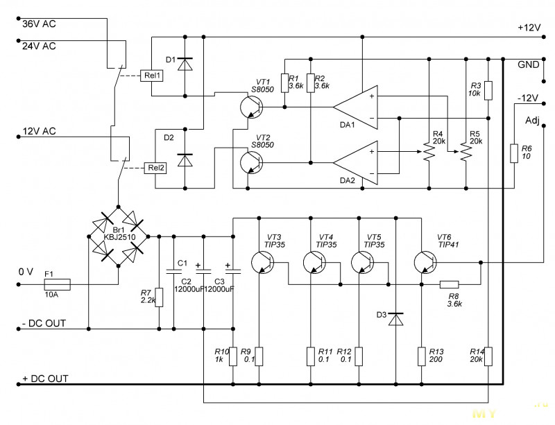 Линейный источник питания схема