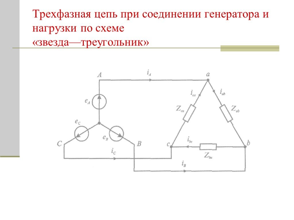 Соединение в 3 х фазной сети по схеме треугольник образуется когда