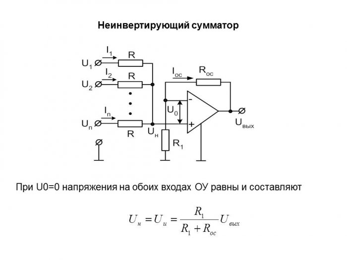 Схема сложения вычитания на операционном усилителе