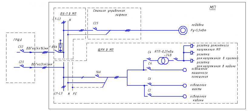 Принципиальная электрическая схема лифта