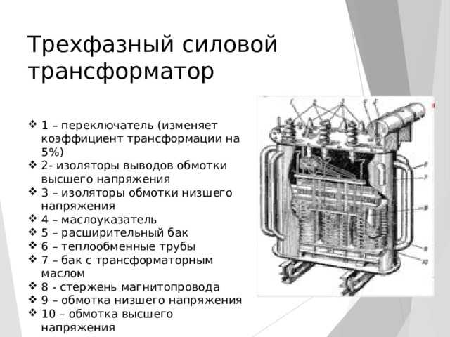 Силовые устройства. Трансформатор трехфазный силовой 1г05-9600-02. Схема конструкции силового трансформатора. Силовой трехфазный трансформатор переключатель обмоток.