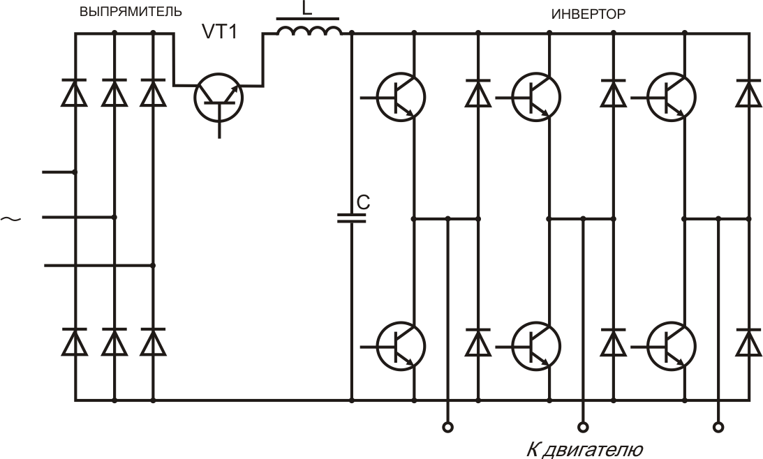 Электрическая схема инвертора напряжения