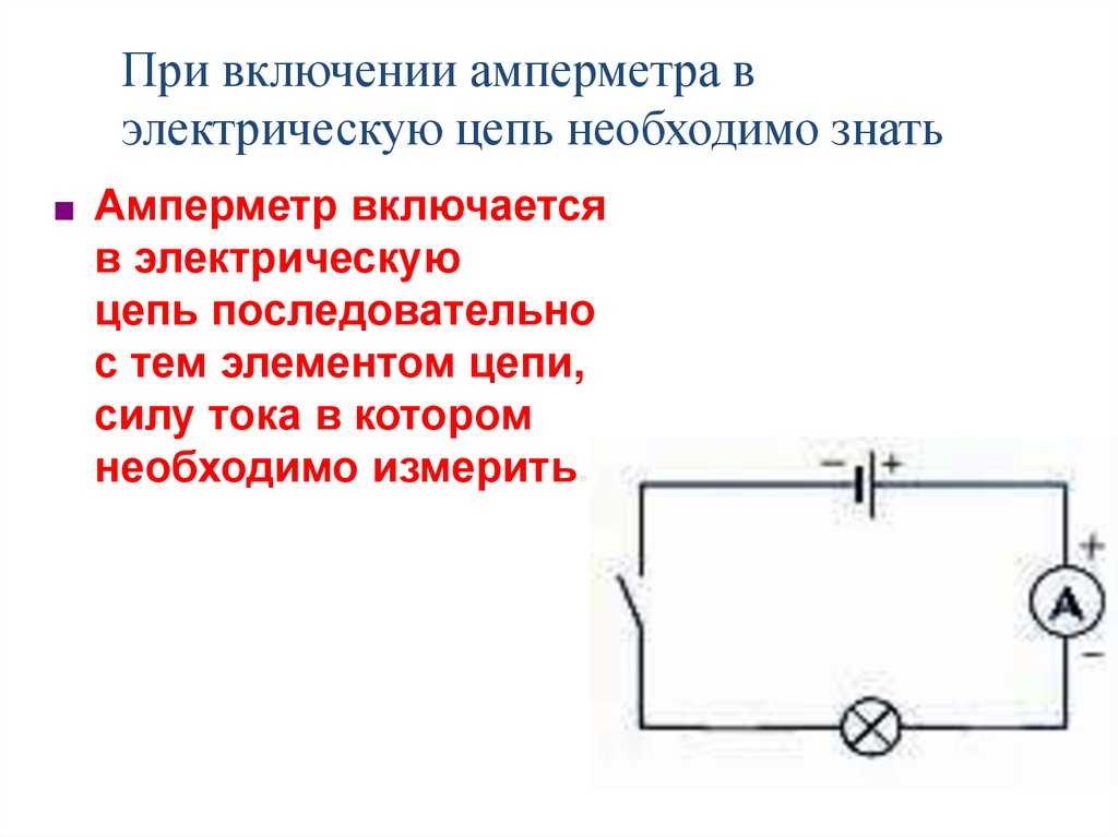 Схема включения амперметра постоянного тока