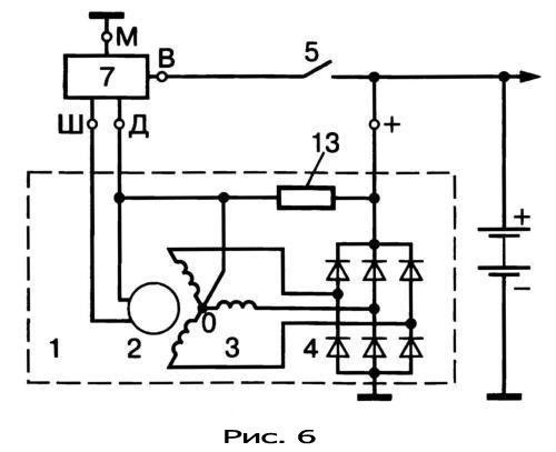 Схема подключения генератора камаз с регулятором напряжения 24в