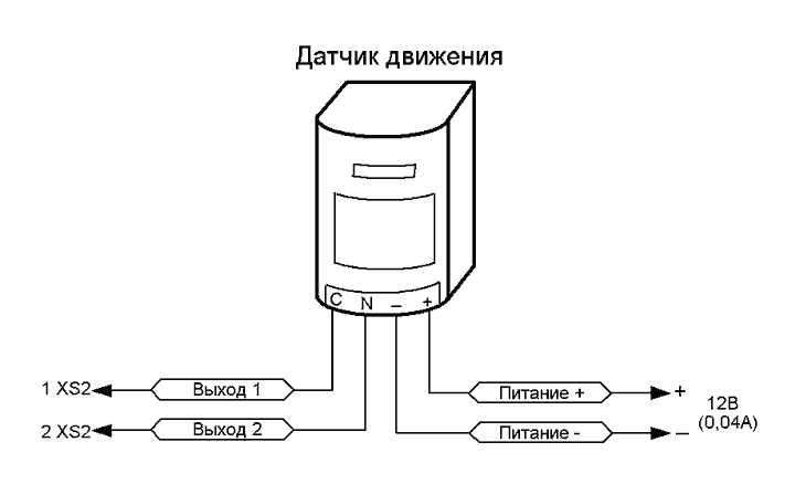 Схема подключения датчика объема к сигнализации