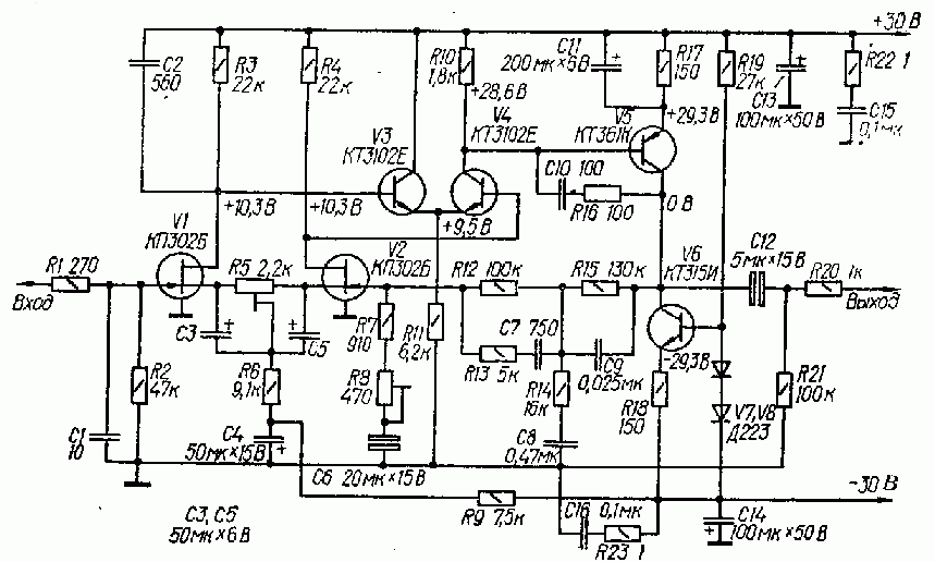 Схема предварительного усилителя на транзисторах