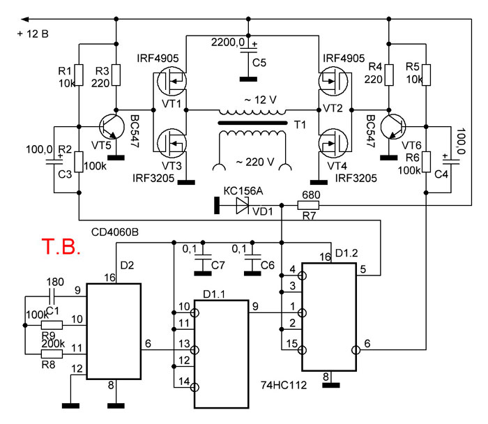 Преобразователь с 12 на 220 чистый синус своими руками схема