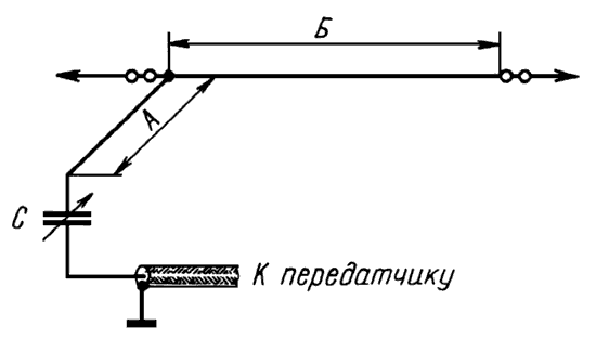 Несимметричная антенна на схеме