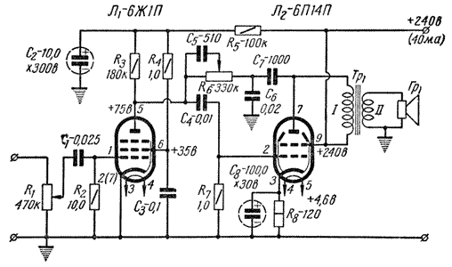 6ж1п предварительный усилитель схема