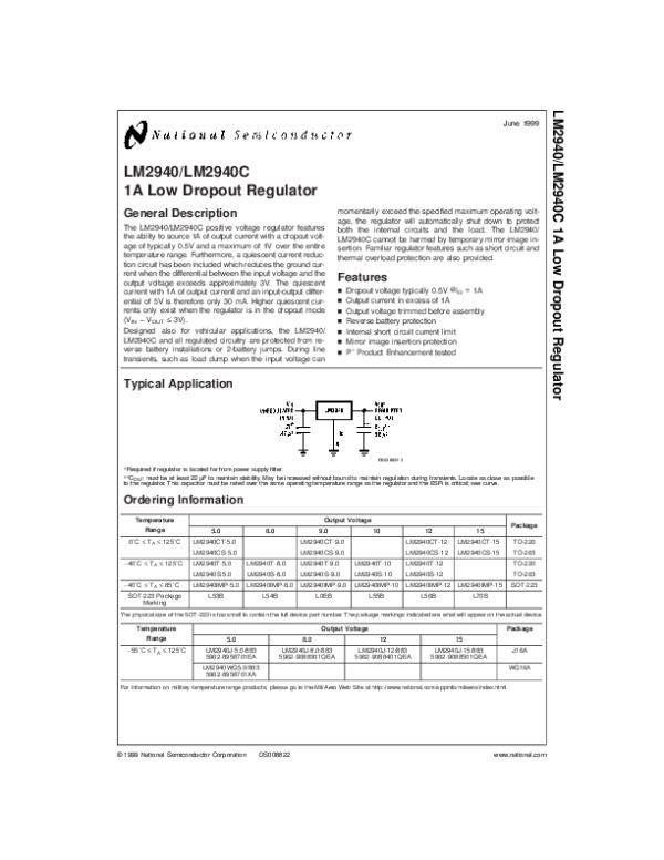 Lm2940ct характеристики схема включения