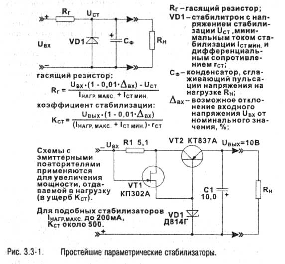 Схема стабилизации напряжения на стабилитроне