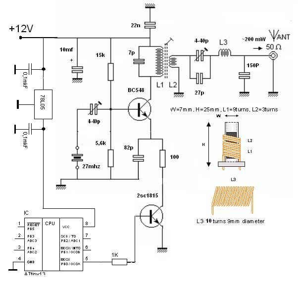 Радиопередатчик на 27 мгц схема