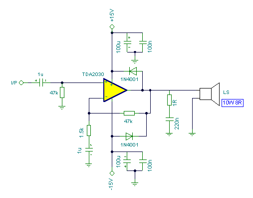 Tda2030 схема усилителя с двухполярным питанием