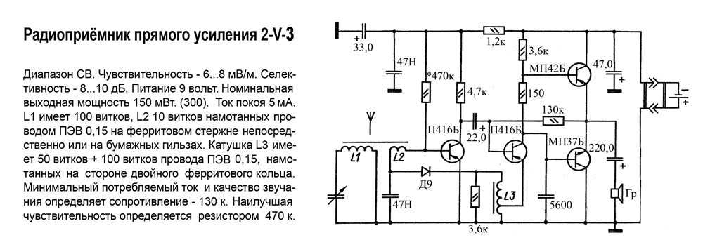 Схема транзисторного приемника