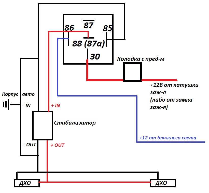 Схема подключения дхо с отключением при включении ближнего света