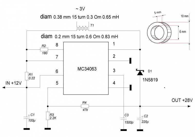 Преобразователь на mc34063a схема