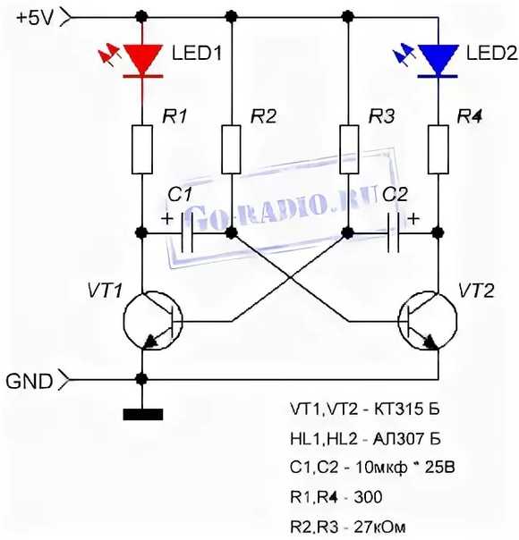 Схема мигалки на одном транзисторе